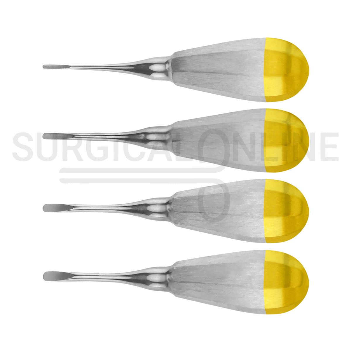4 Pcs Luxating Elevator 2, 3, 4 & 5mm Straight Tip 5″ Half Gold Handle Set