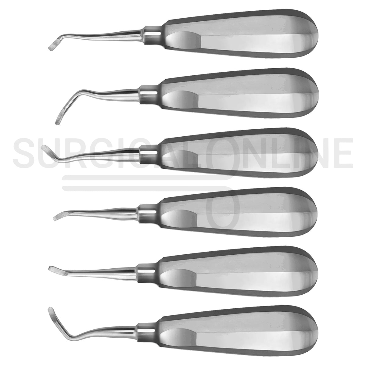 6 Pcs Miller Dental Elevators East, West, Right & Left Rounded Blade Set