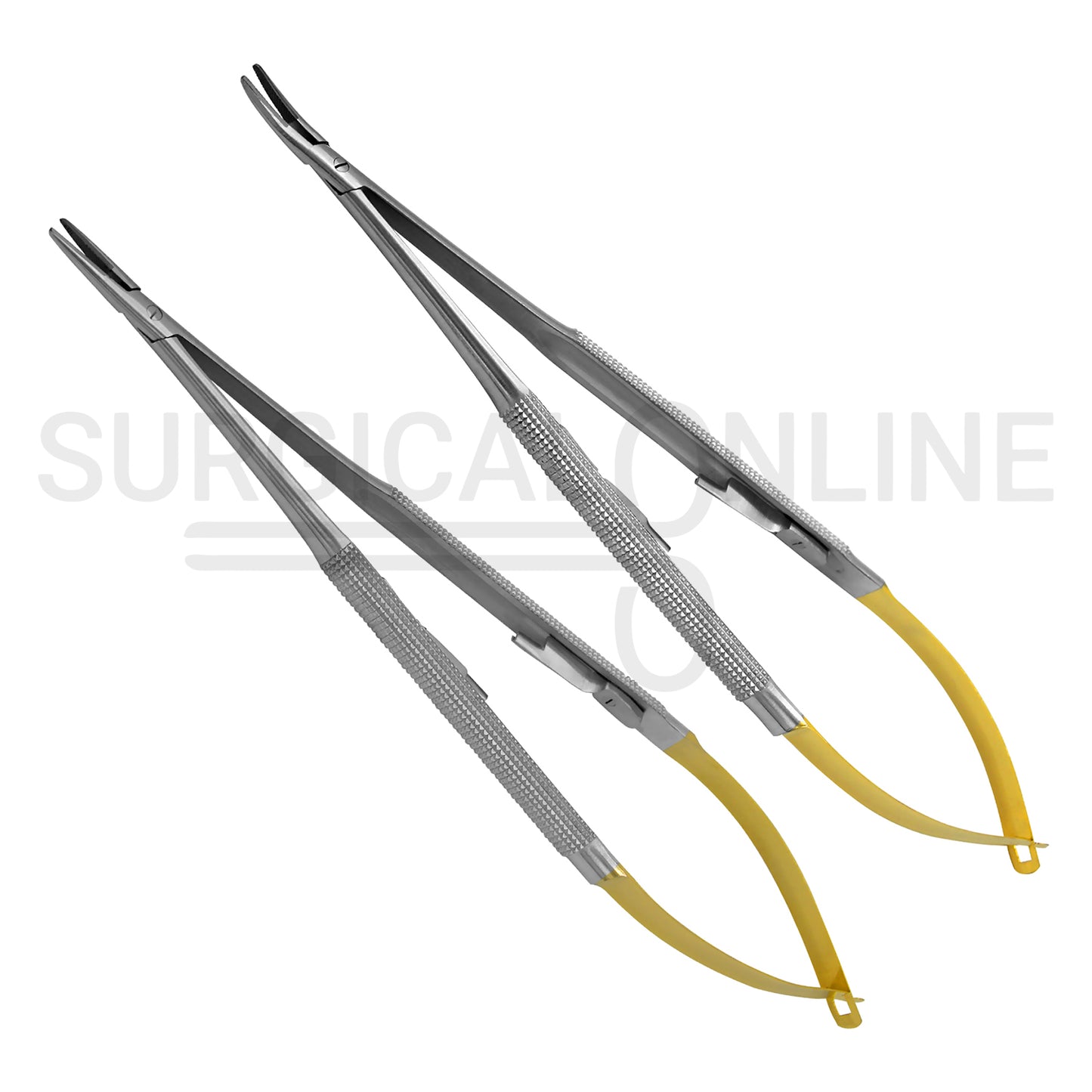 2 Pcs TC Castroviejo Needle Holder 7″ Straight & Curved Set