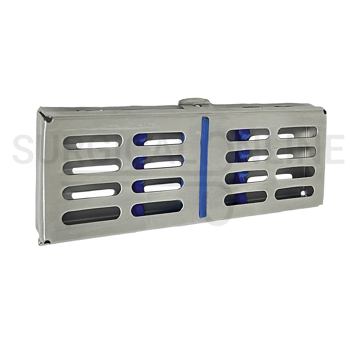 5 Instruments Sterilization Cassette Tray 7.25″ x 2.25″ W/Rubber Inserts 