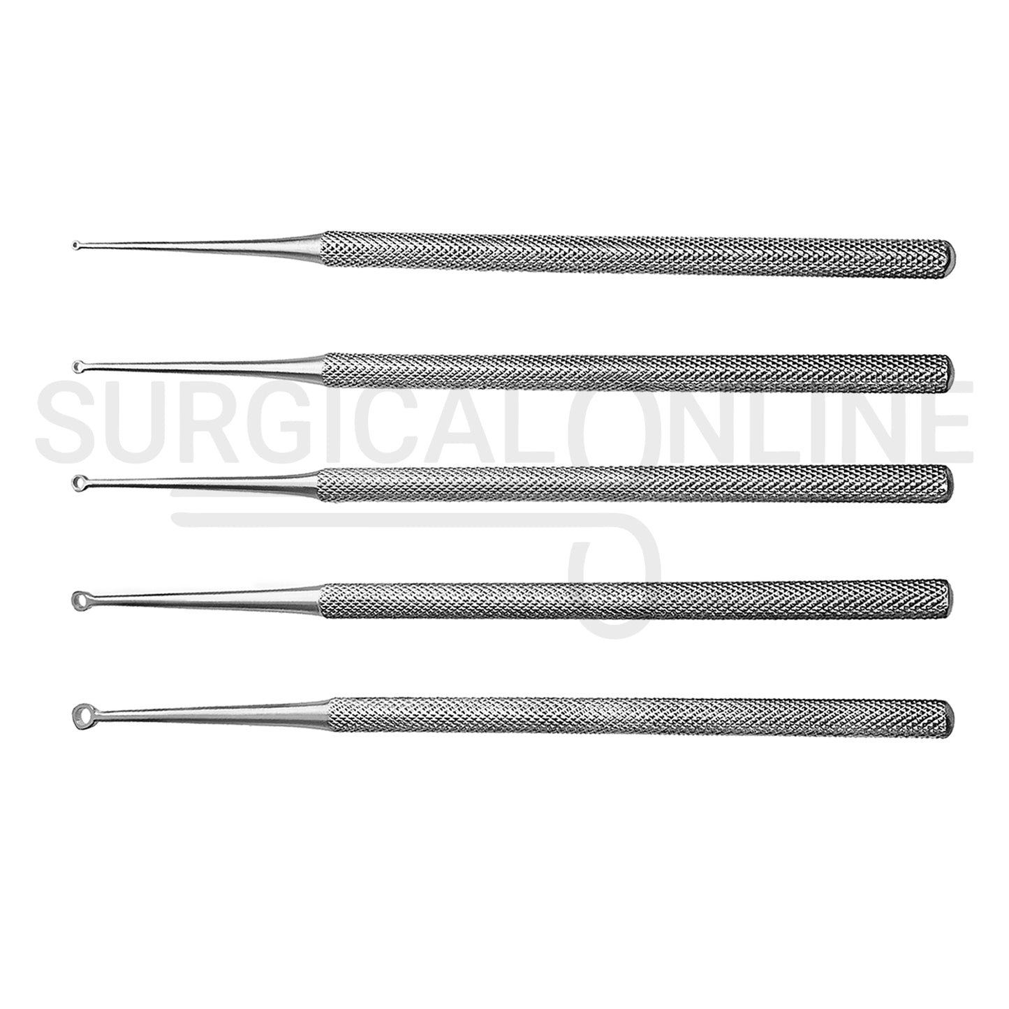 5 Pcs Buck Ear Curette 6.5″ Angled Sharp Blade #00, #0, #1, #2 & #3 Set