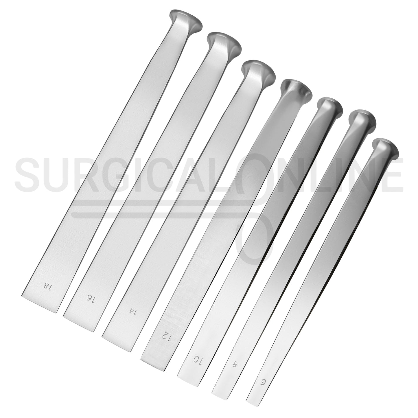 7 Pcs US Army Pattern Osteotome Straight 6mm – 18mm Set