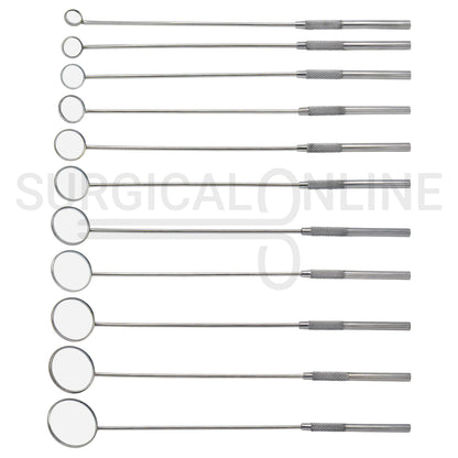 11 Pcs Laryngeal Mirrors #000–#8 Angled Mirror With Long Grip Handle Set