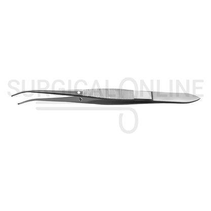 Iris Tissue Forceps 1X2 Teeth Half Curved. 4.00"
