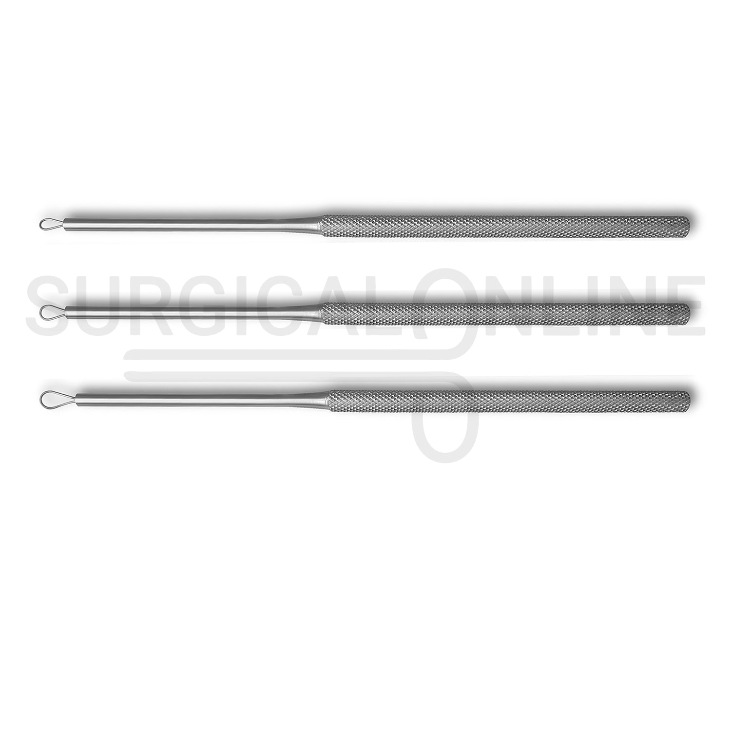3 Pcs Billeau Ear Loop Curette 6.5″ Ring Blades Size #1, #2 & #3 Set