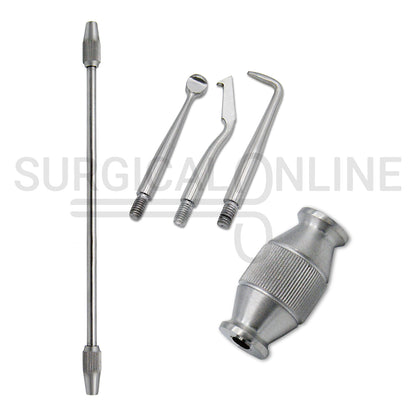 Manual Crown Remover 7.5″ Double Ended With 3 Attachment Tips Set