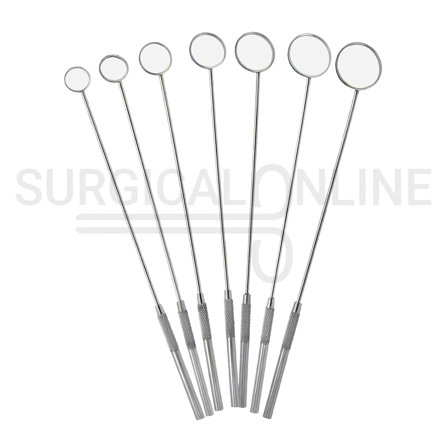 7 Pcs Laryngeal Mirrors #0–#6 Angled Mirror With Long Grip Handle Set