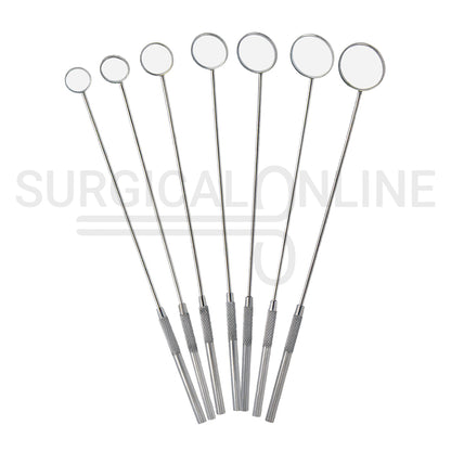 7 Pcs Laryngeal Mirrors #0–#6 Angled Mirror With Long Grip Handle Set