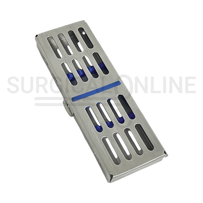 5 Instruments Sterilization Cassette Tray 7.25″ x 2.25″ W/Rubber Inserts 