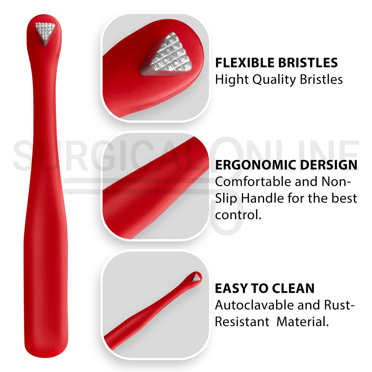 Molar Band Seater Bite Stick Red 5" With Serrated Tip