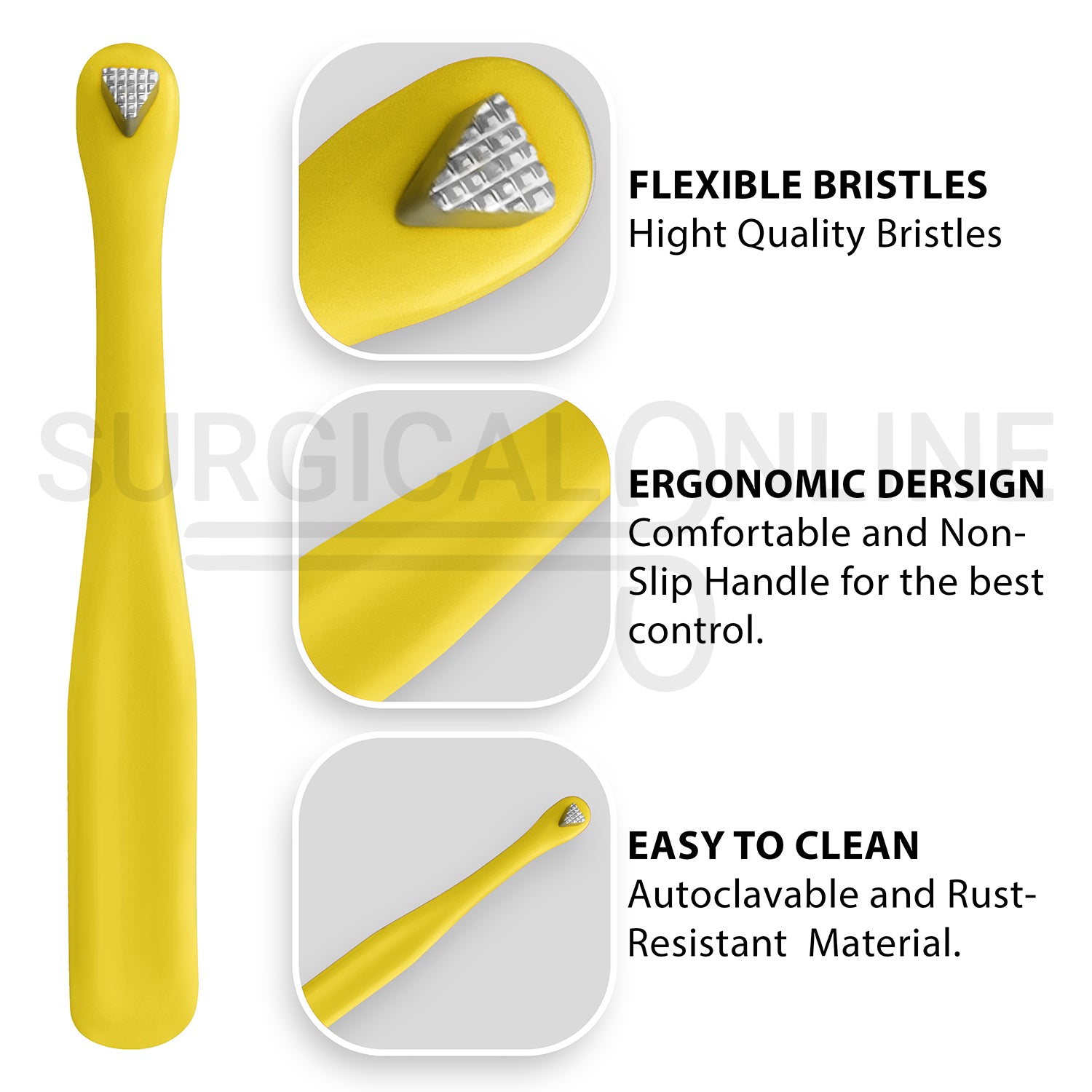Molar Band Seater Bite Stick Yellow 5" With Serrated Tip