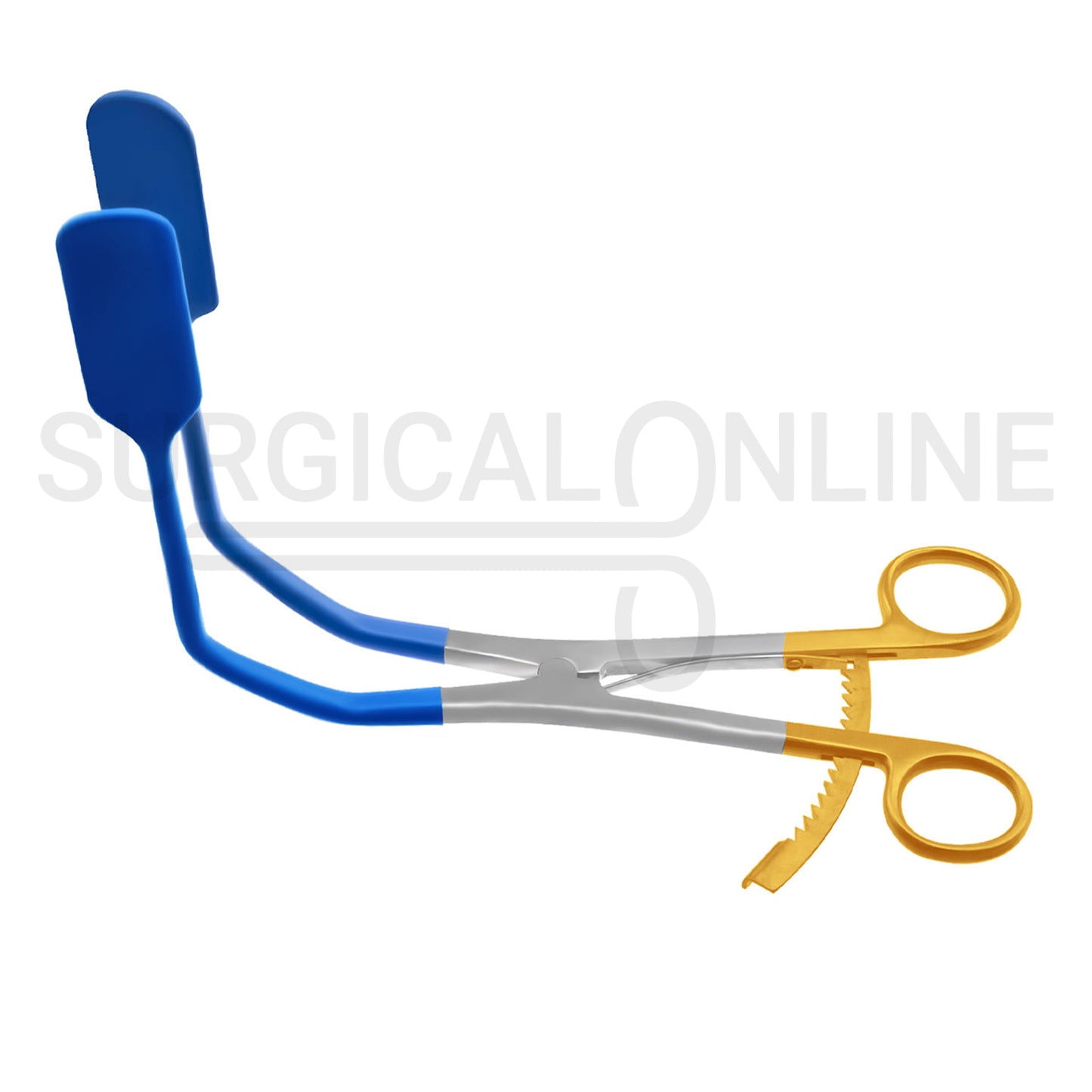 Lateral Vaginal Retractor 8.25″ Blue PVC Coated Tips With Gold Handles