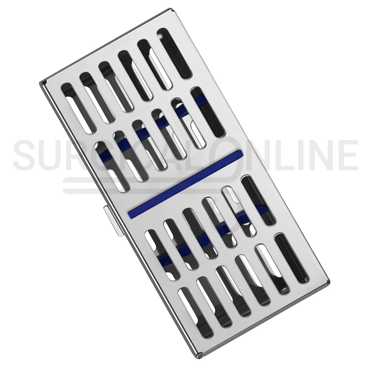 7 Instruments Sterilization Cassette Tray 7.25″ x 3.25″ W/Rubber Inserts