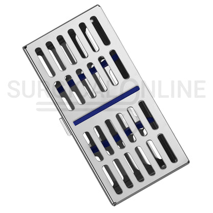 7 Instruments Sterilization Cassette Tray 7.25″ x 3.25″ W/Rubber Inserts