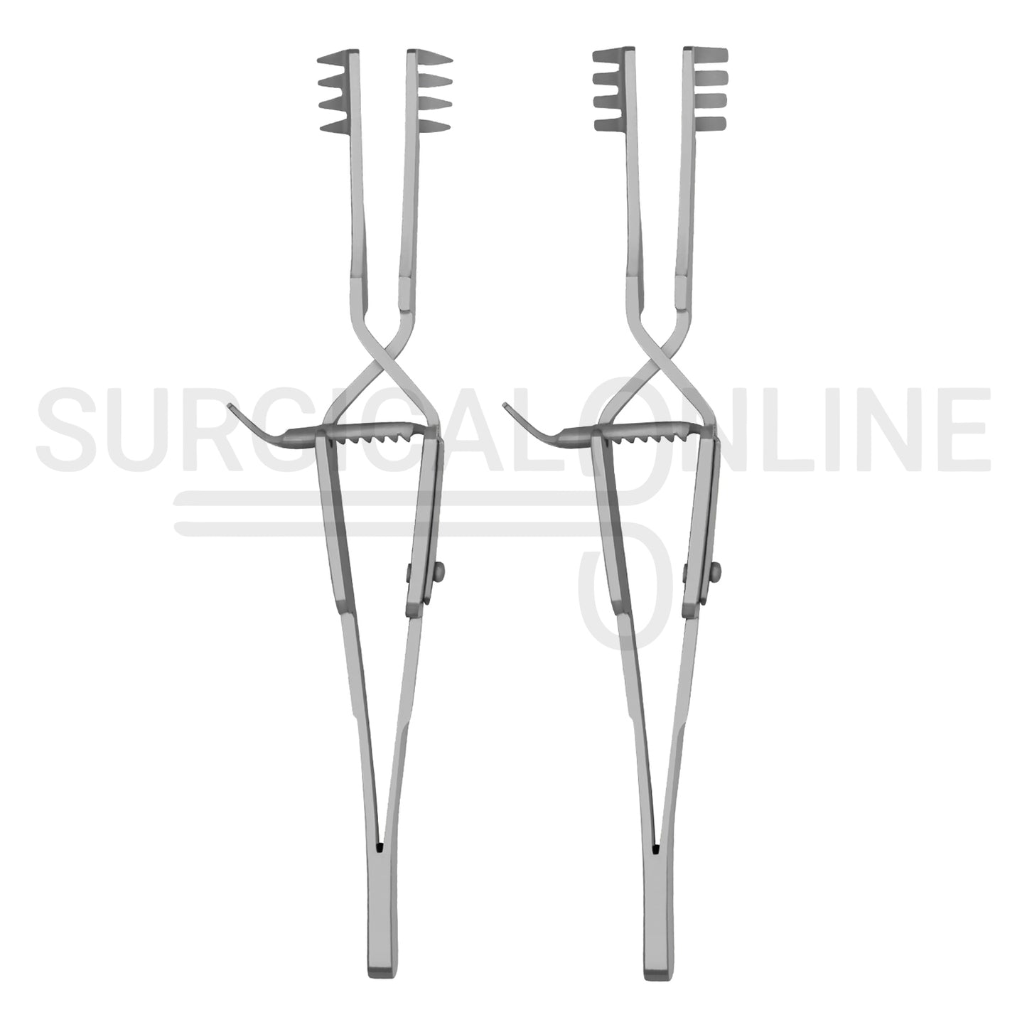 2 Pcs Automatic (Cross Action) Skin Retractor 4" Sharp & Blunt Set