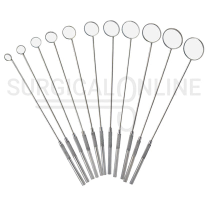 11 Pcs Laryngeal Mirrors #000–#8 Angled Mirror With Long Grip Handle Set