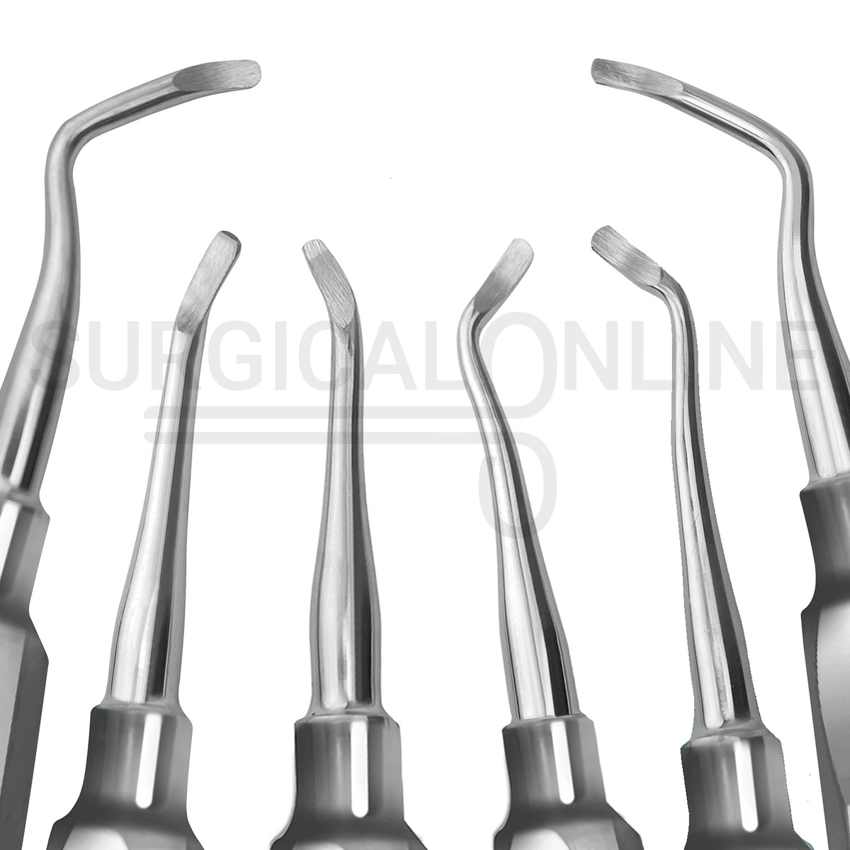 6 Pcs Miller Dental Elevators East, West, Right & Left Rounded Blade Set