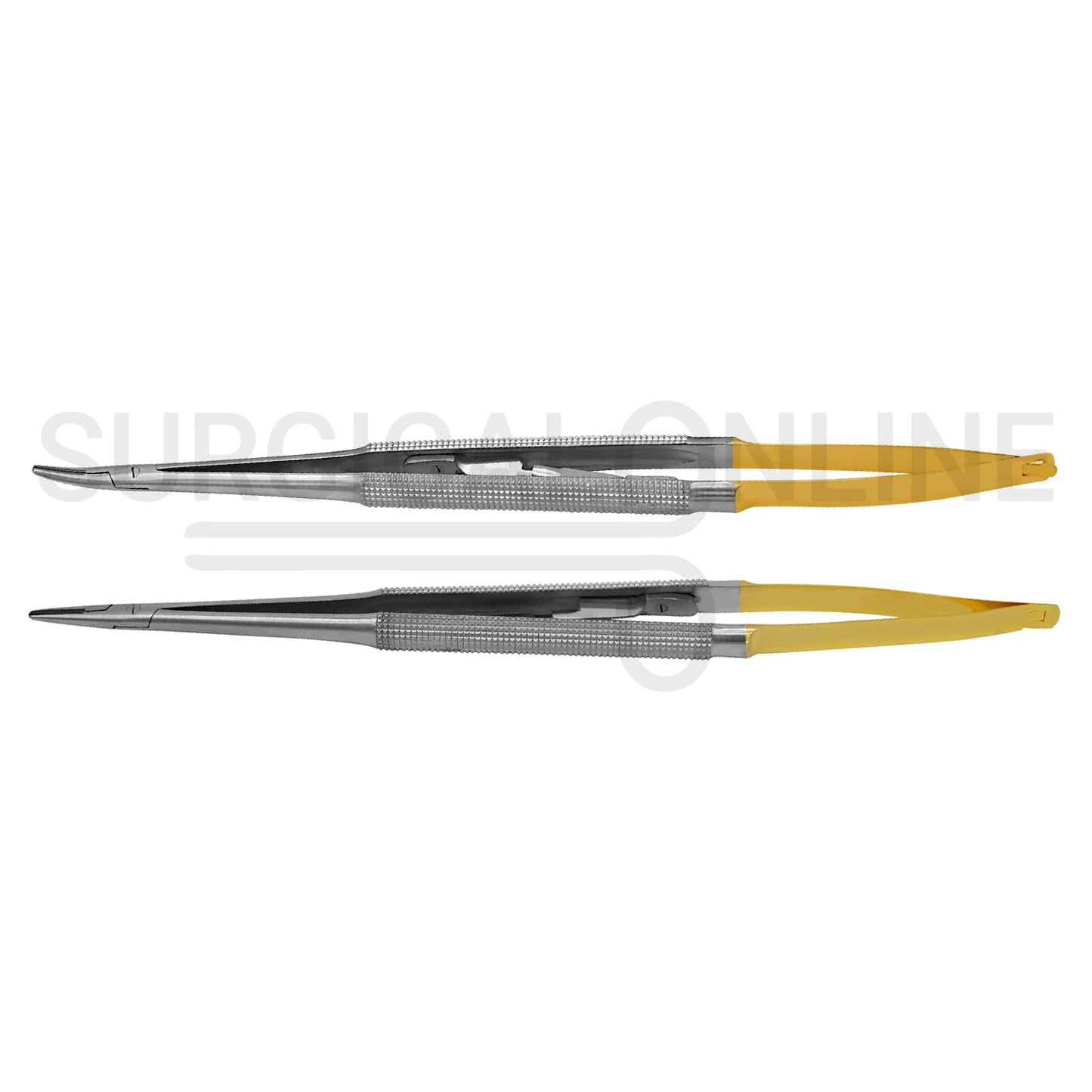 2 Pcs TC Castroviejo Needle Holder 7″ Straight & Curved Set