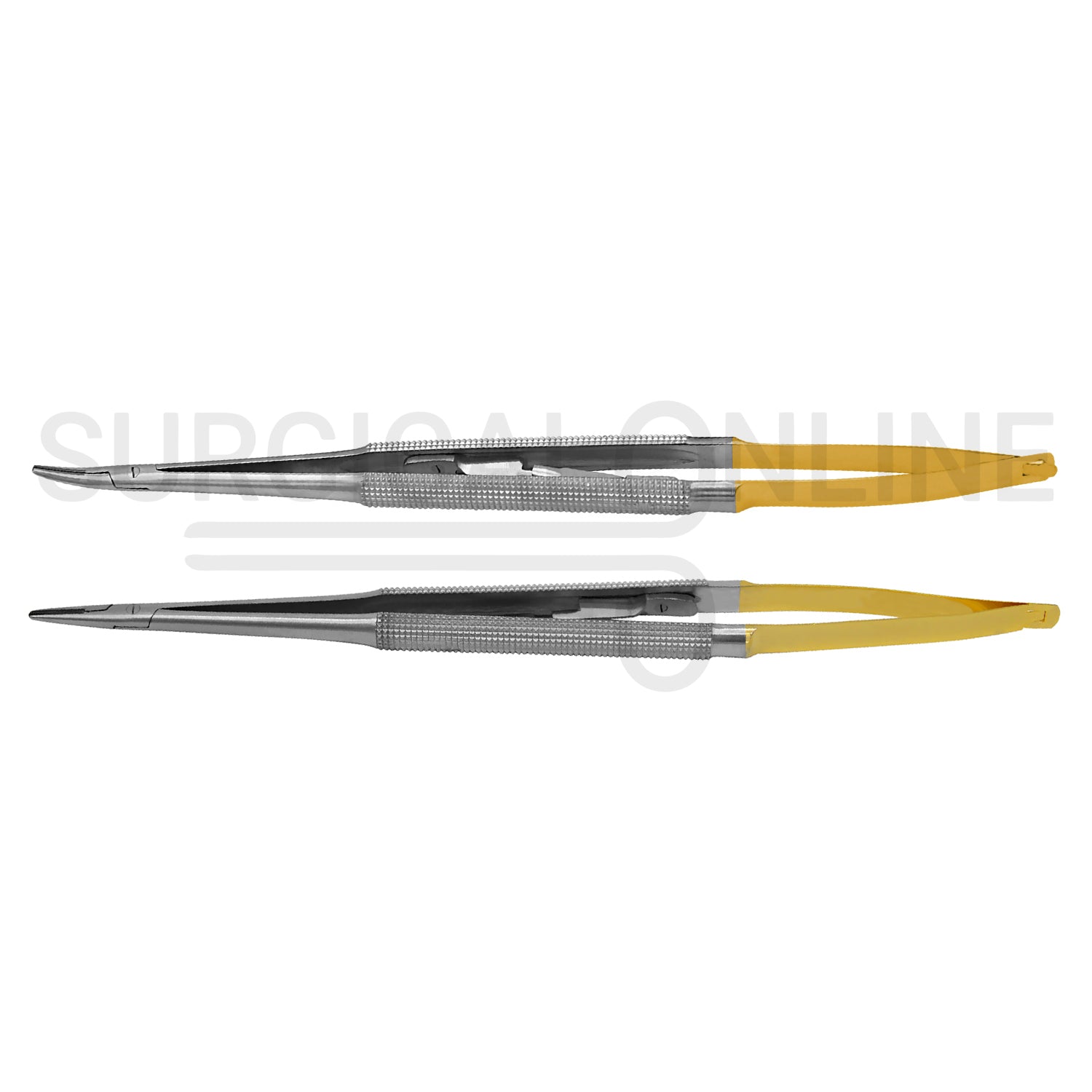 2 Pcs TC Castroviejo Needle Holder 7″ Straight & Curved Set