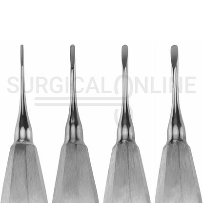 4 Pcs Luxating Elevator 2, 3, 4 & 5mm Straight Tip 5″ Half Gold Handle Set