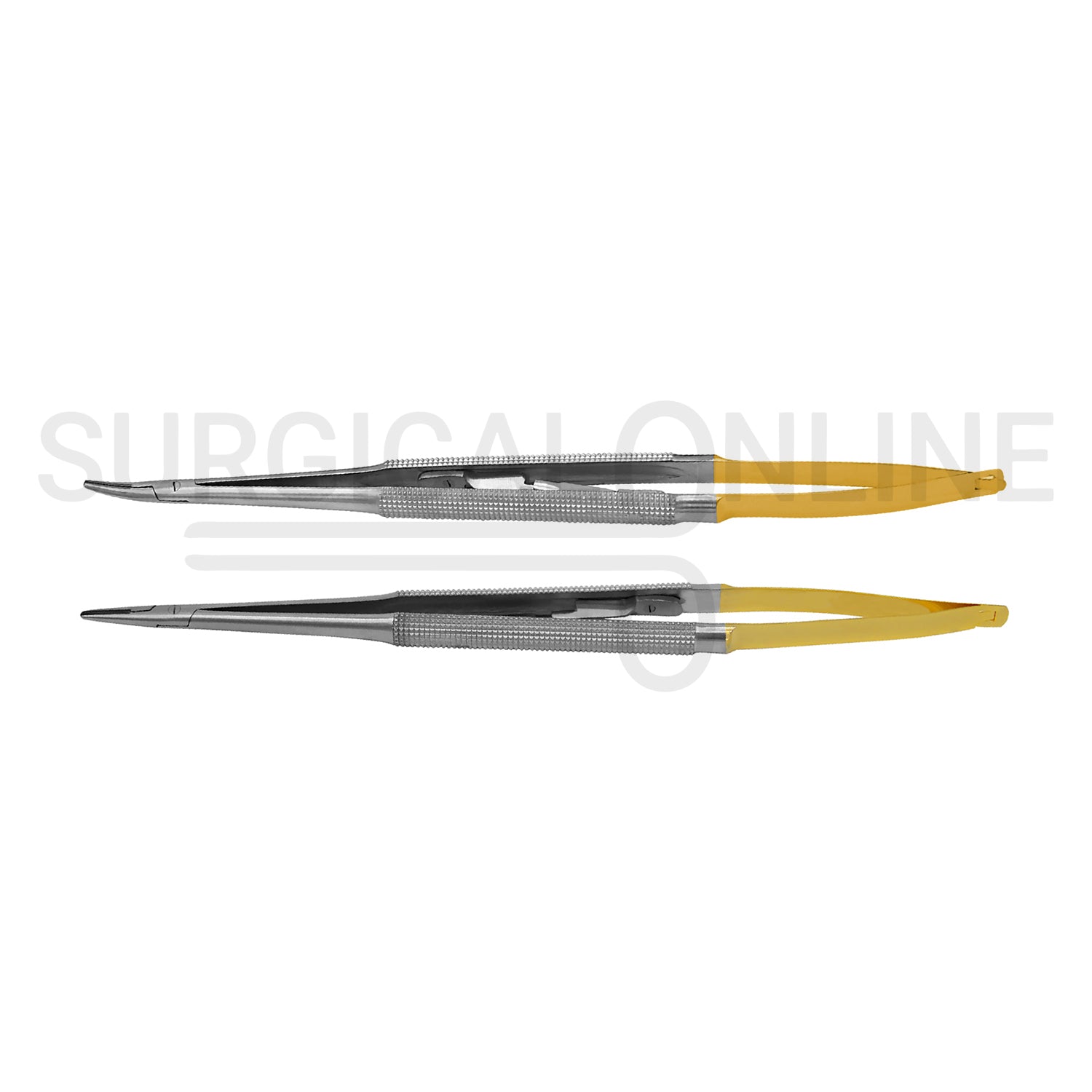 2 Pcs TC Castroviejo Needle Holder 5.5″ Straight & Curved Set