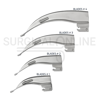 Fiber Optic Laryngoscope Macintosh 4 Blades & 1 Handle Set