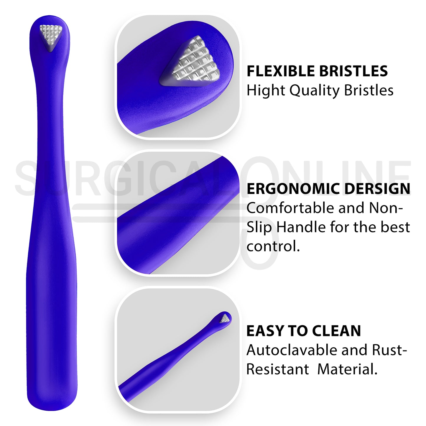 Molar Band Seater Bite Stick Blue 5" With Serrated Tip