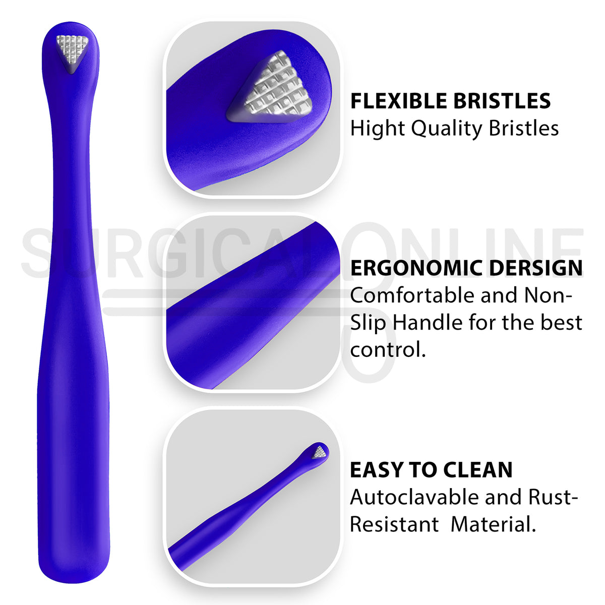 Molar Band Seater Bite Stick Blue 5" With Serrated Tip