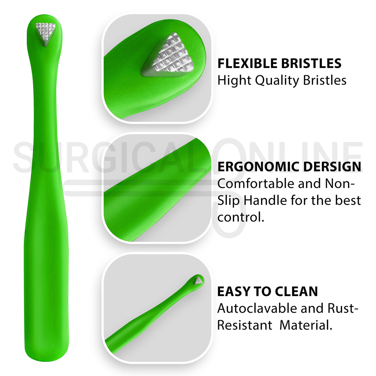 Molar Band Seater Bite Stick Green 5" With Serrated Tip