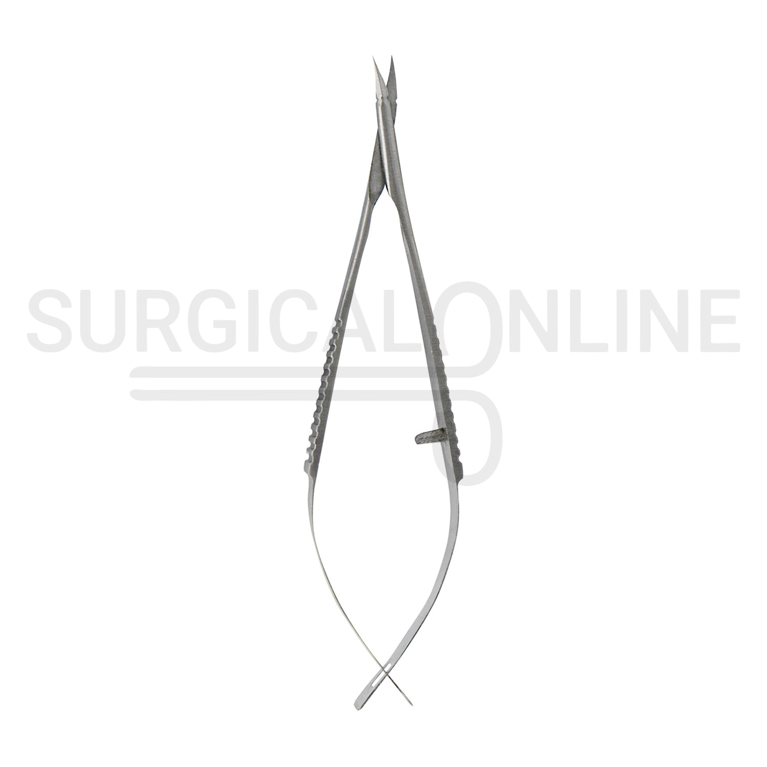 Micro Vannas Scissors Spring Handle 3″ Curved Sharp Blades