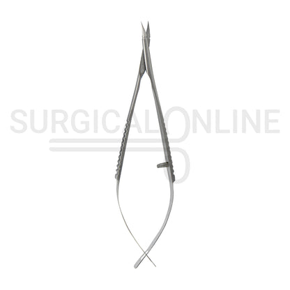 Micro Vannas Scissors Spring Handle 3″ Curved Sharp Blades