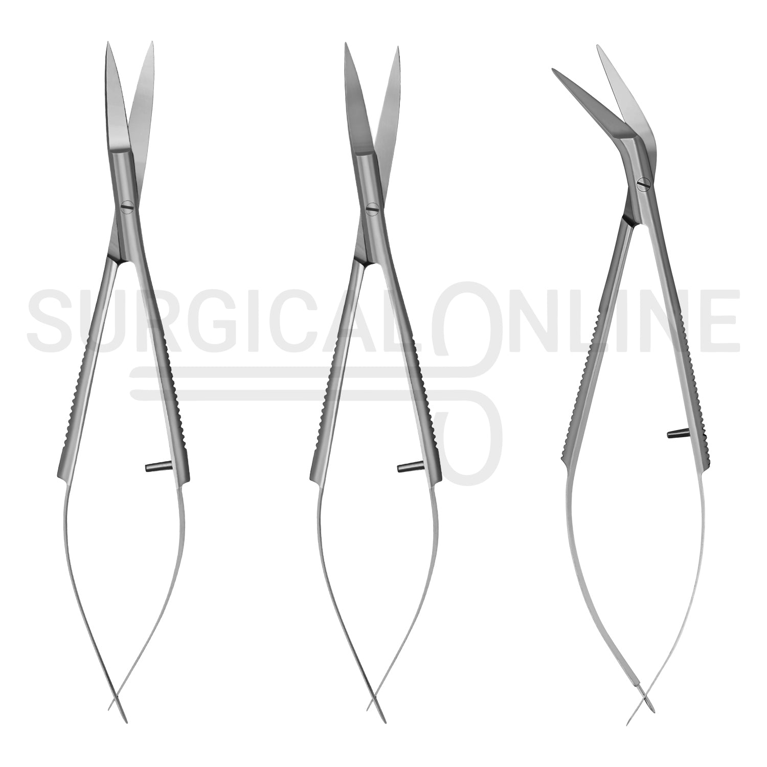3 Pcs Castroviejo Micro Iris Scissors 4.5″ Straight, Curved, Angled Set