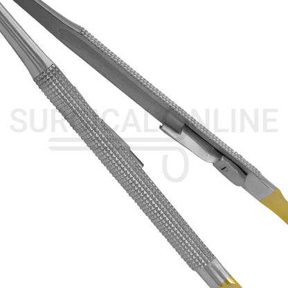 2 Pcs TC Castroviejo Needle Holder 5.5″ Straight & Curved Set