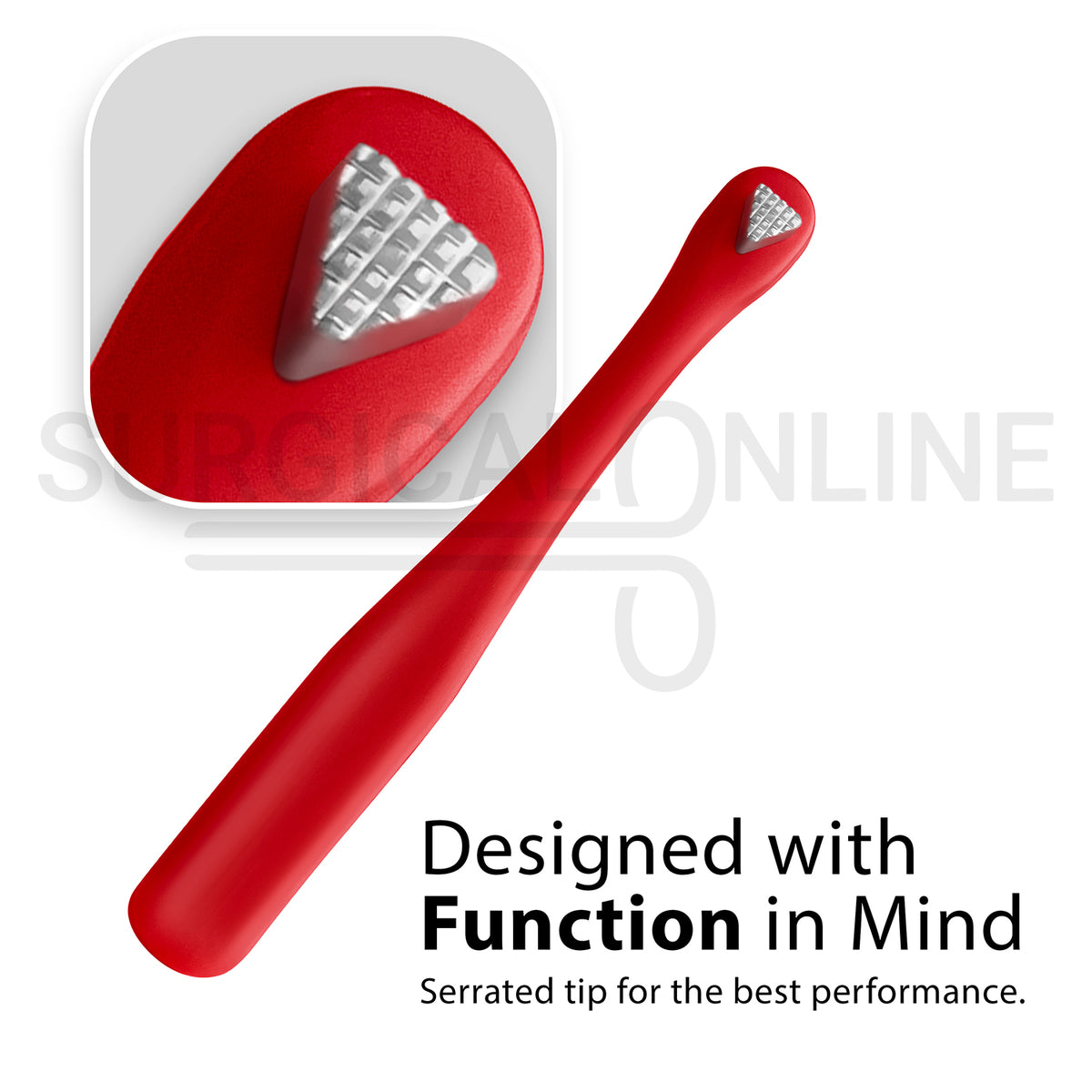 Molar Band Seater Bite Stick Red 5" With Serrated Tip