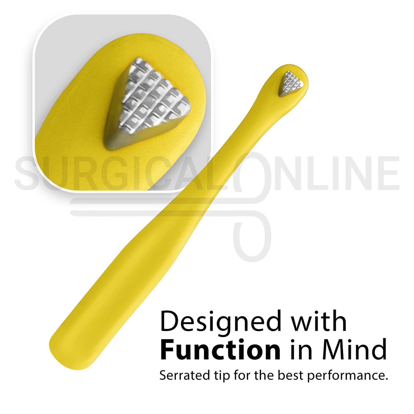 Molar Band Seater Bite Stick Yellow 5" With Serrated Tip