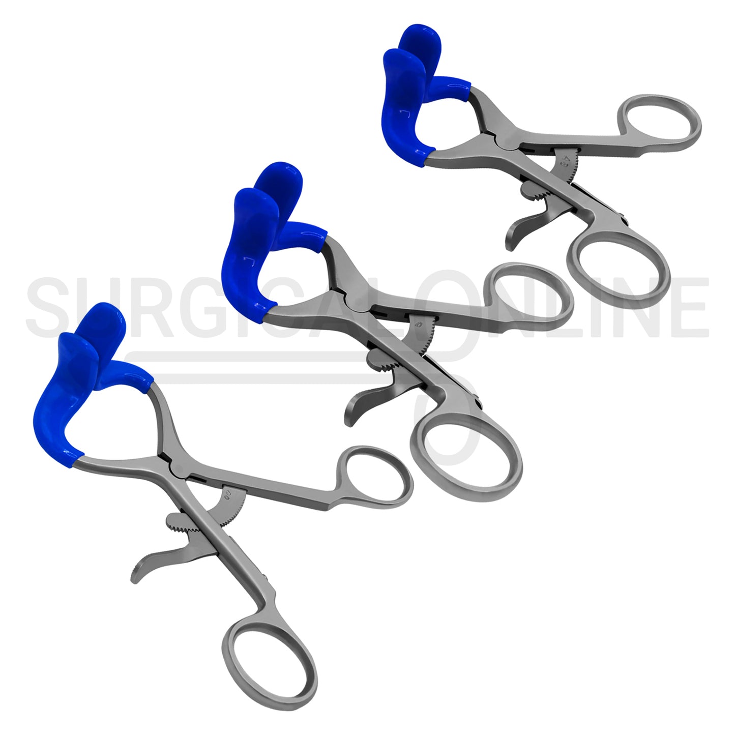 3 Pcs Molt Mouth Gag Retractor 3.5″, 4.5″ & 5.5″ With Blue PVC Tips Set