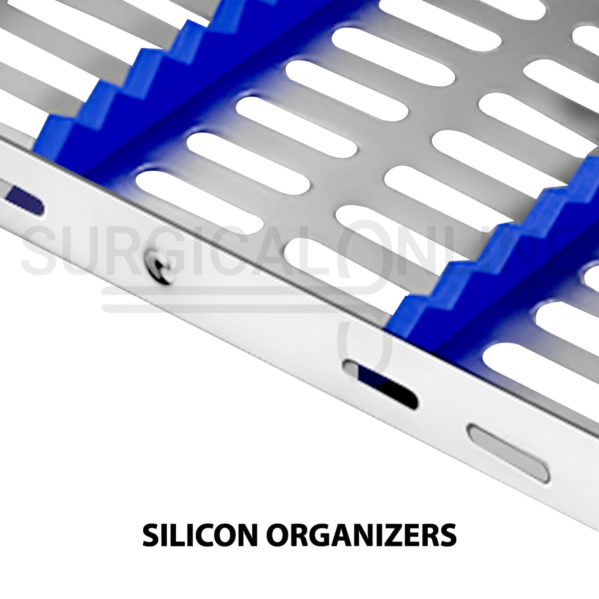 7 Instruments Sterilization Cassette Tray 7.25″ x 3.25″ W/Rubber Inserts