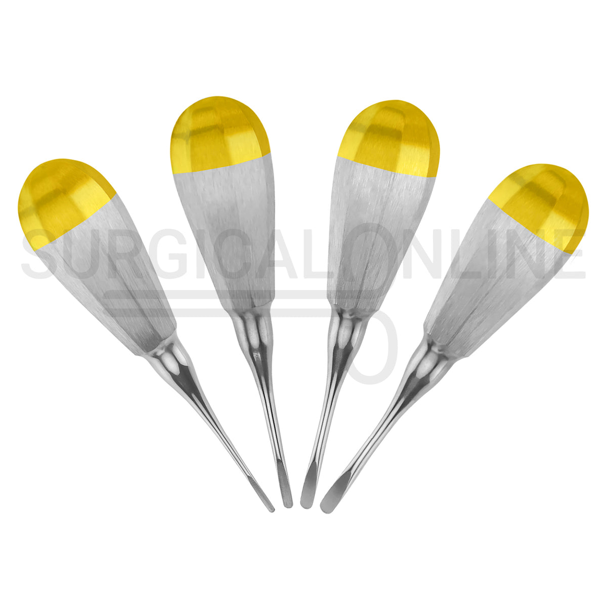 4 Pcs Luxating Elevator 2, 3, 4 & 5mm Straight Tip 5″ Half Gold Handle Set