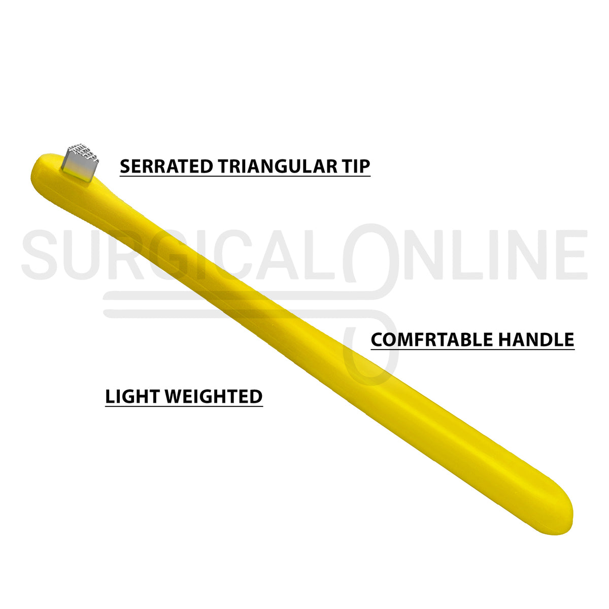 Molar Band Seater Bite Stick Yellow 5" With Serrated Tip