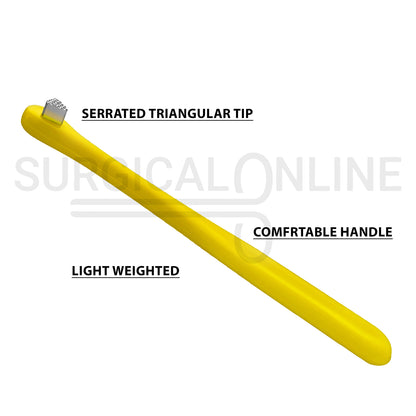 Molar Band Seater Bite Stick Yellow 5" With Serrated Tip