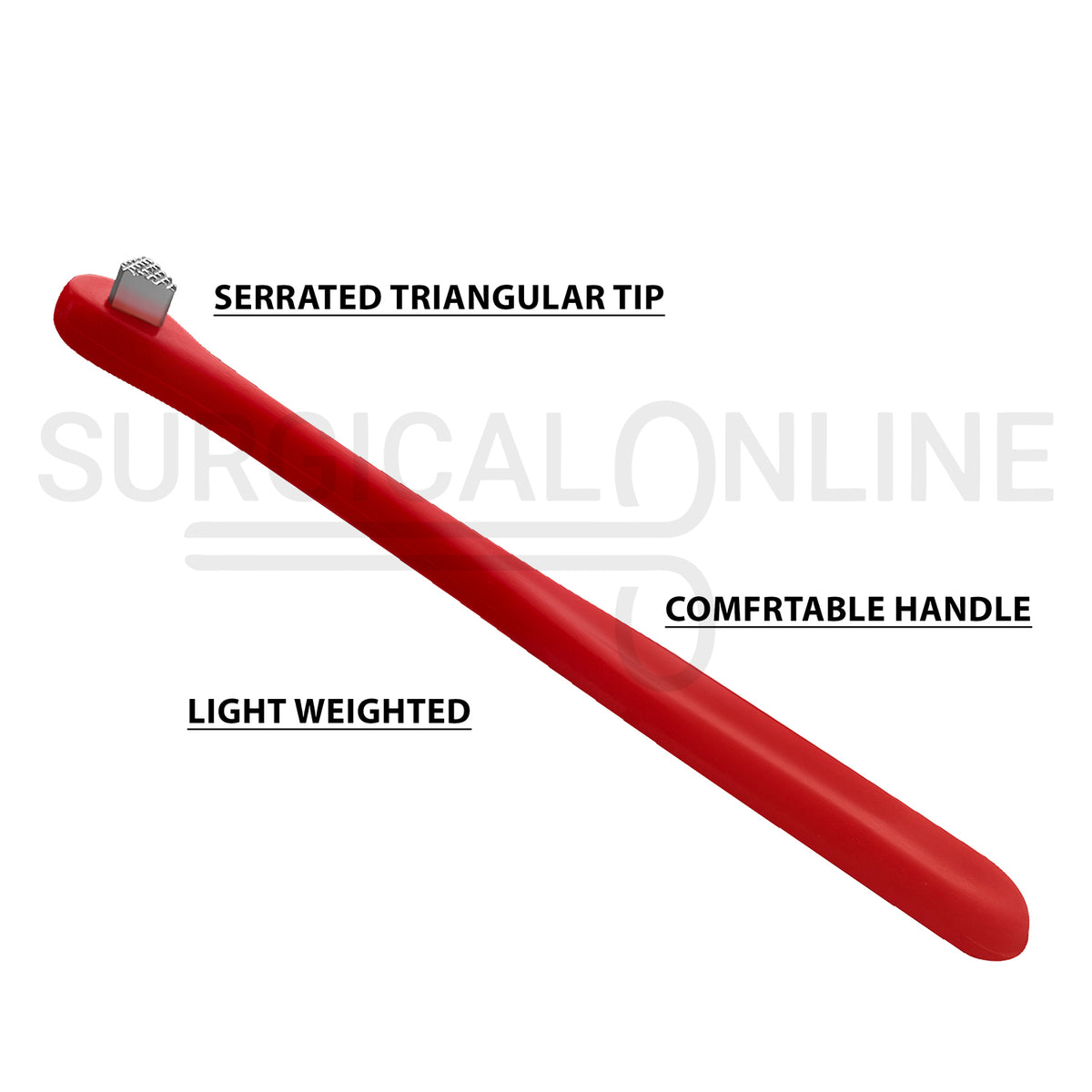 Molar Band Seater Bite Stick Red 5" With Serrated Tip