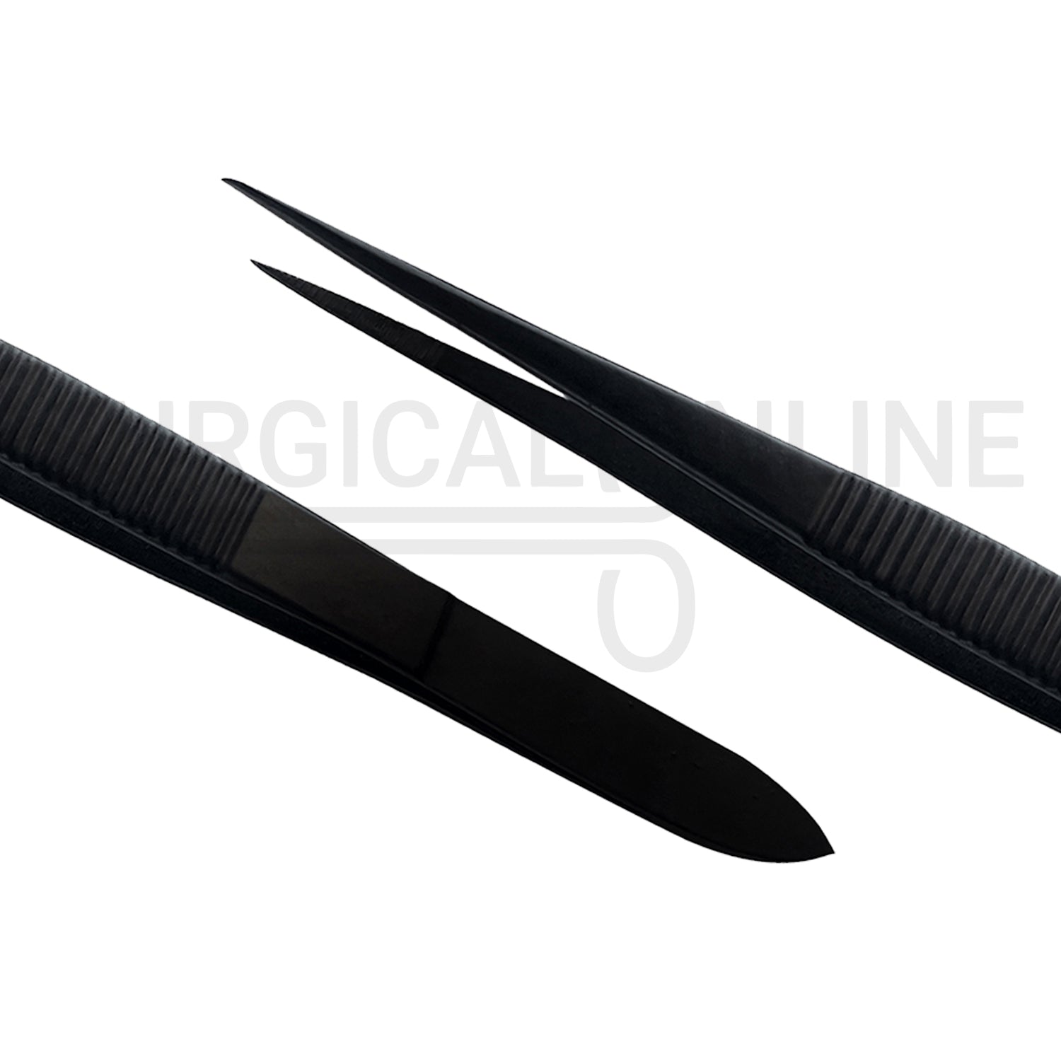 Splinter Forceps Black 4.50" Fine Point Serrated Tips