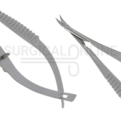 Micro Vannas Scissors Spring Handle 3″ Curved Sharp Blades