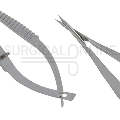 Micro Vannas Scissors Spring Handle 3″ Straight Sharp Blades