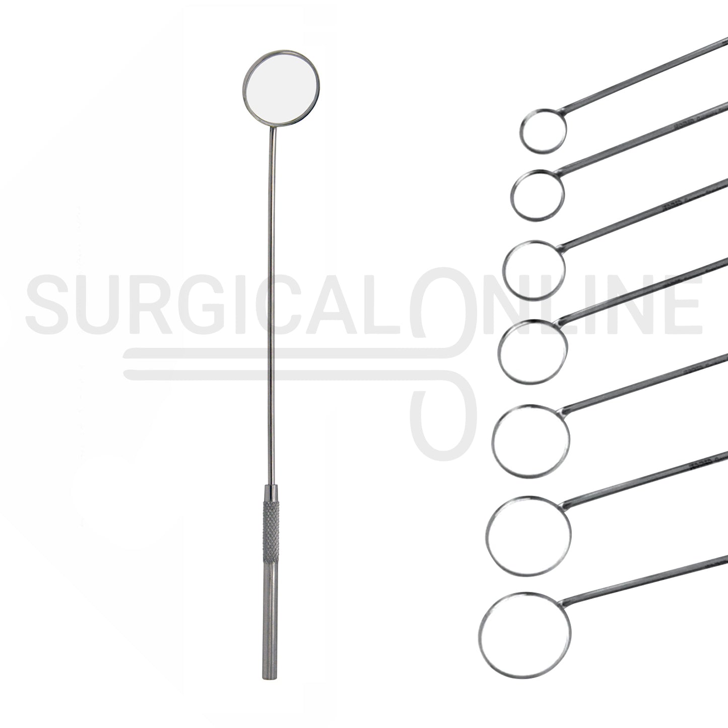 7 Pcs Laryngeal Mirrors #0–#6 Angled Mirror Ends With Long Grip Handle Set
