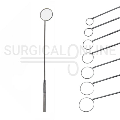 7 Pcs Laryngeal Mirrors #0–#6 Angled Mirror Ends With Long Grip Handle Set