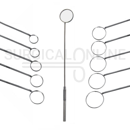 11 Pcs Laryngeal Mirrors #000–#8 Angled Mirror With Long Grip Handle Set