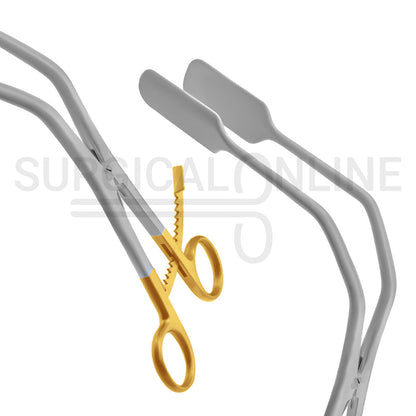 Lateral Vaginal Retractor 8.25″ Extra Long Ratchet Gold Handles
