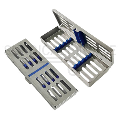 5 Instruments Sterilization Cassette Tray 7.25″ x 2.25″ W/Rubber Inserts 