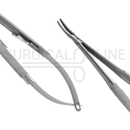 Castroviejo Micro Needle Holder 5.00″ Curved Smooth Tip With Lock